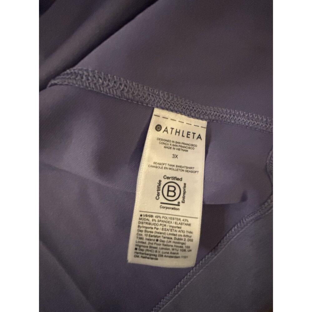 Athleta Seasoft Tank‎ Sweatshirt Dusk Purple 3X NWT $69 Activewear Lounge Soft - Picture 6 of 8
